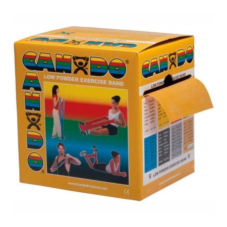 CanDo® Low Powder Exercise Band, Gold, 50 Yard Roll, 1 Roll/Box